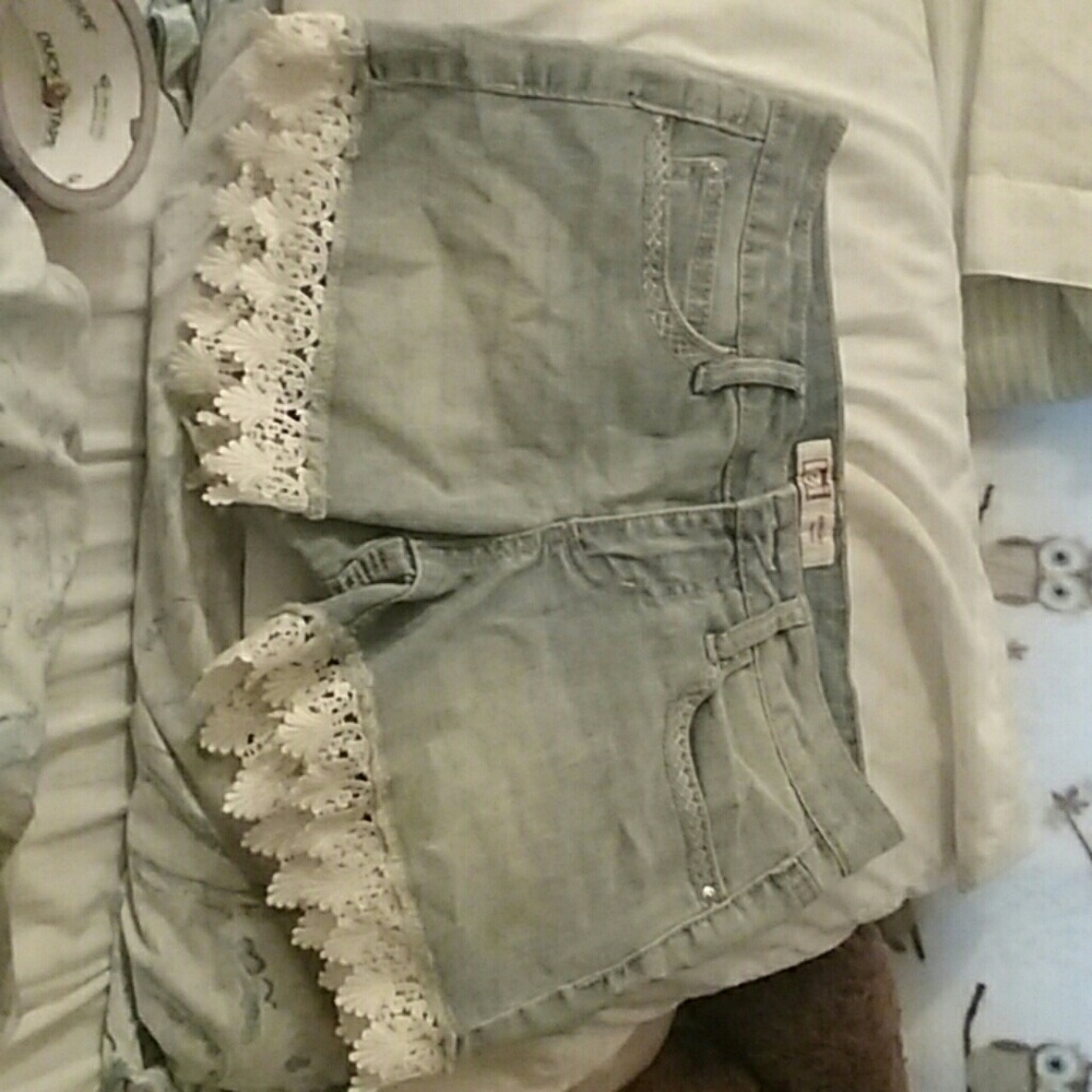 Denim Jean shorts with cute stitch designs